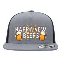 Happy New Beers  New Year NYE Party Funny New Years Eve Flat Bill Trucker Hat