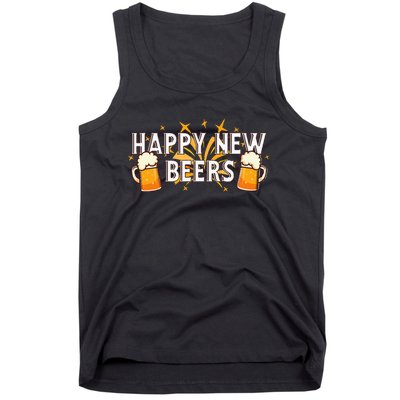 Happy New Beers  New Year NYE Party Funny New Years Eve Tank Top