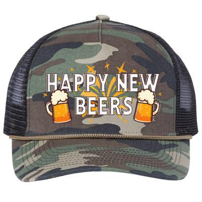 Happy New Beers  New Year NYE Party Funny New Years Eve Retro Rope Trucker Hat Cap