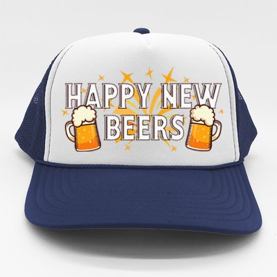 Happy New Beers  New Year NYE Party Funny New Years Eve Trucker Hat