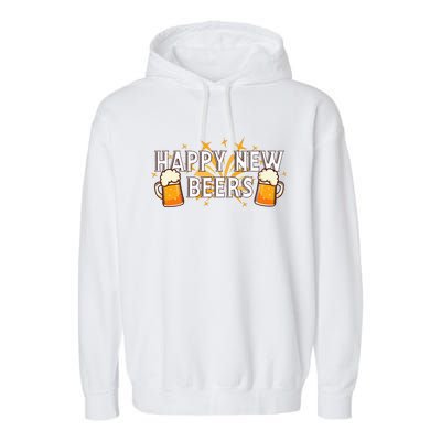 Happy New Beers  New Year NYE Party Funny New Years Eve Garment-Dyed Fleece Hoodie