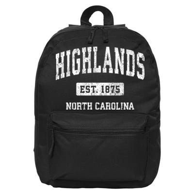 Highlands North Carolina Nc Vintage Athletic Sports Design 16 in Basic Backpack