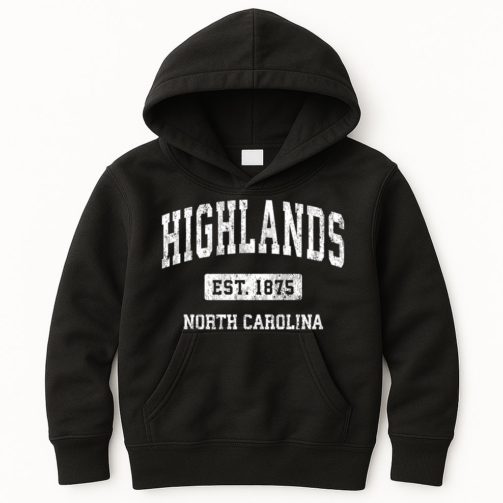 Highlands North Carolina Nc Vintage Athletic Sports Design Kids Hoodie