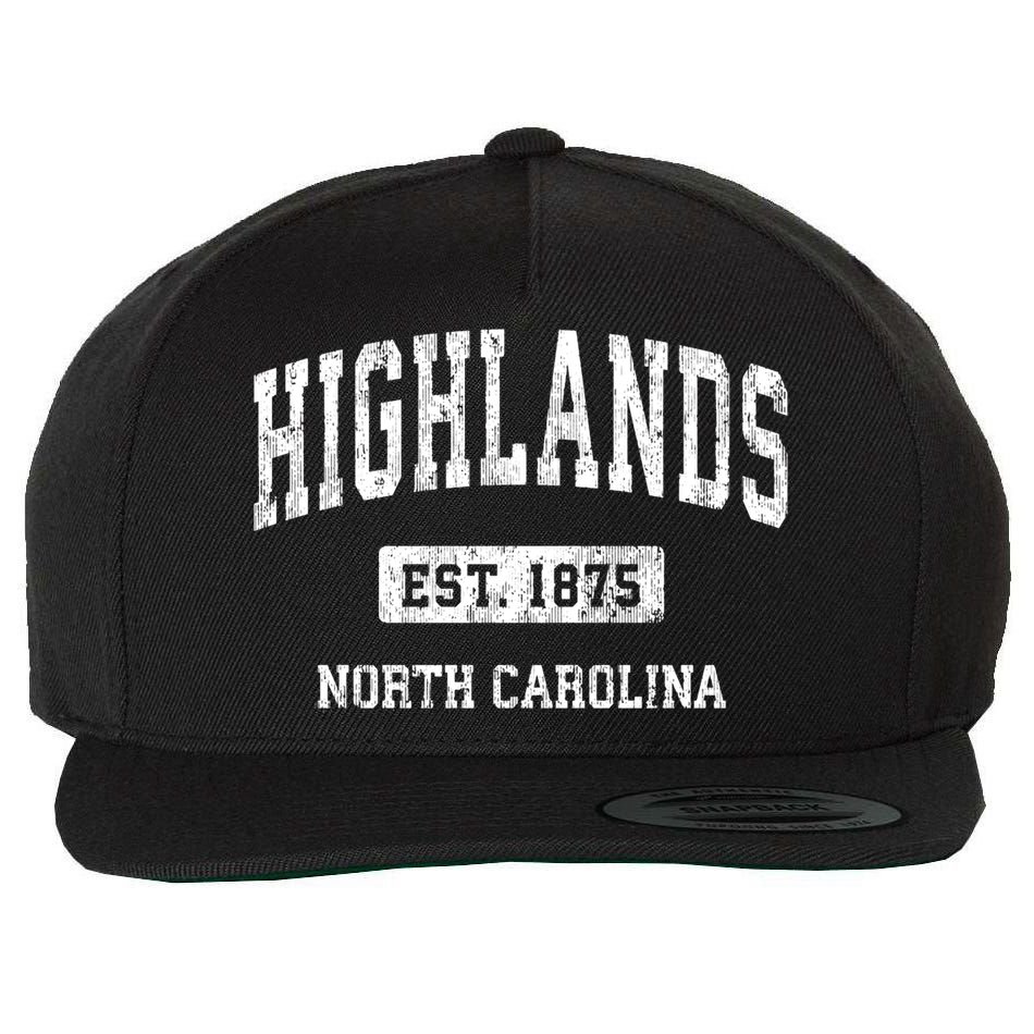 Highlands North Carolina Nc Vintage Athletic Sports Design Wool Snapback Cap