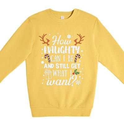 How Naughty Can I Be & Still Get What I Want Xmas Premium Crewneck Sweatshirt