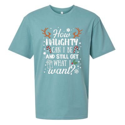 How Naughty Can I Be & Still Get What I Want Xmas Sueded Cloud Jersey T-Shirt