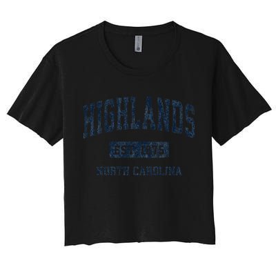 Highlands North Carolina Nc Vintage Athletic Sports Women's Crop Top Tee