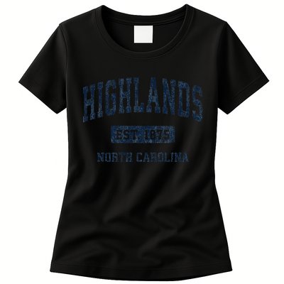 Highlands North Carolina Nc Vintage Athletic Sports Womens T-Shirt