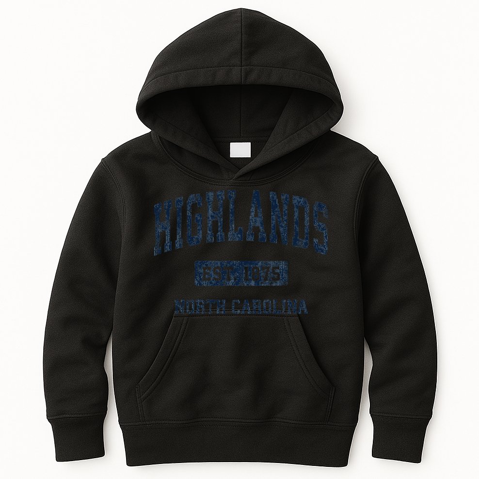 Highlands North Carolina Nc Vintage Athletic Sports Kids Hoodie