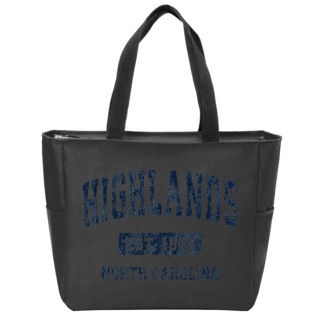 Highlands North Carolina Nc Vintage Athletic Sports Zip Tote Bag