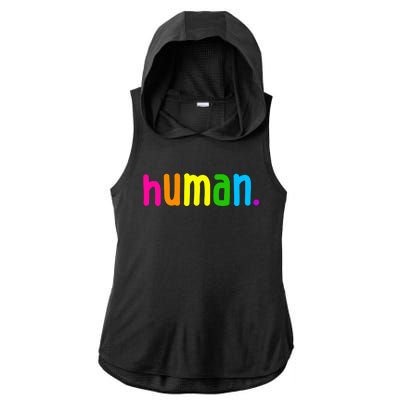 Human Neon Colorful Ladies PosiCharge Tri-Blend Wicking Draft Hoodie Tank