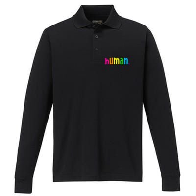 Human Neon Colorful Performance Long Sleeve Polo