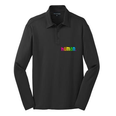 Human Neon Colorful Silk Touch Performance Long Sleeve Polo