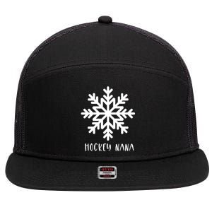 Hockey Nana Cute Winter Sports And Snow And Snowflake Gift 7 Panel Mesh Trucker Snapback Hat