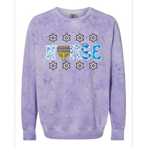 Hanukkah Nurse Chanukah  Jewish RN ER ICU  Colorblast Crewneck Sweatshirt