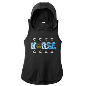 Hanukkah Nurse Chanukah  Jewish RN ER ICU  Ladies PosiCharge Tri-Blend Wicking Draft Hoodie Tank