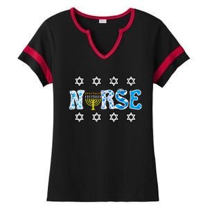 Hanukkah Nurse Chanukah  Jewish RN ER ICU  Ladies Halftime Notch Neck Tee