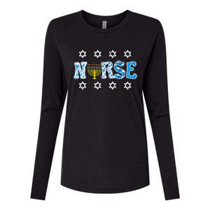 Hanukkah Nurse Chanukah  Jewish RN ER ICU  Womens Cotton Relaxed Long Sleeve T-Shirt