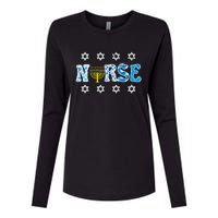 Hanukkah Nurse Chanukah  Jewish RN ER ICU  Womens Cotton Relaxed Long Sleeve T-Shirt