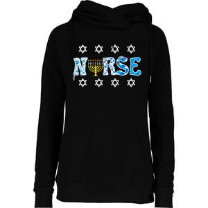 Hanukkah Nurse Chanukah  Jewish RN ER ICU  Womens Funnel Neck Pullover Hood