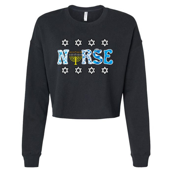 Hanukkah Nurse Chanukah  Jewish RN ER ICU  Cropped Pullover Crew