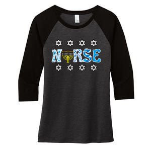 Hanukkah Nurse Chanukah  Jewish RN ER ICU  Women's Tri-Blend 3/4-Sleeve Raglan Shirt