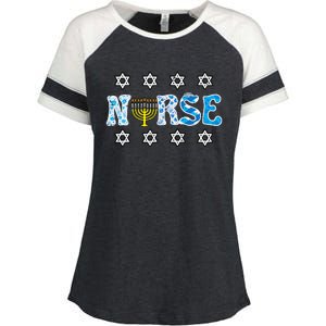 Hanukkah Nurse Chanukah  Jewish RN ER ICU  Enza Ladies Jersey Colorblock Tee