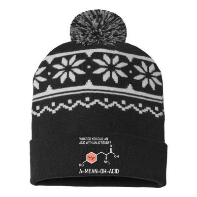 Humor Nerdy Chemistry T Gifts Amino Acid For Women Men USA-Made Snowflake Beanie