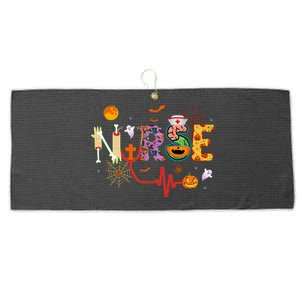 Halloween Nurse Costume with Stethoscope and Pumpkin Large Microfiber Waffle Golf Towel