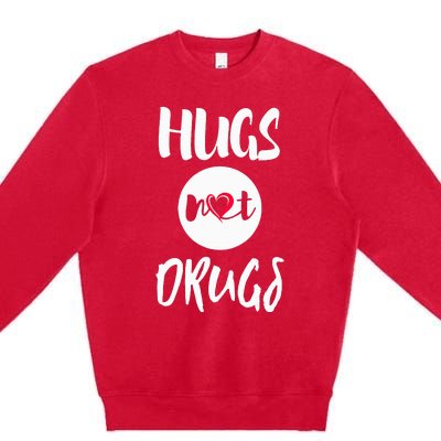 Hugs Not Drugs say no to drugs Red Ribbon week  gift Premium Crewneck Sweatshirt