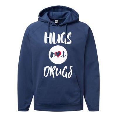 Hugs Not Drugs say no to drugs Red Ribbon week  gift Performance Fleece Hoodie