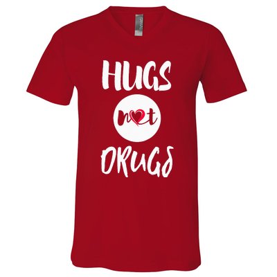 Hugs Not Drugs say no to drugs Red Ribbon week  gift V-Neck T-Shirt