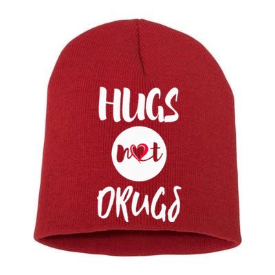 Hugs Not Drugs say no to drugs Red Ribbon week  gift Short Acrylic Beanie