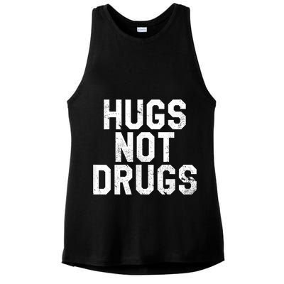 Hugs Not Drugs Distressed Jumbo Print Graphic Ladies PosiCharge Tri-Blend Wicking Tank