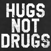 Hugs Not Drugs Distressed Jumbo Print Graphic Cool Comfort Performance Bucket Hat