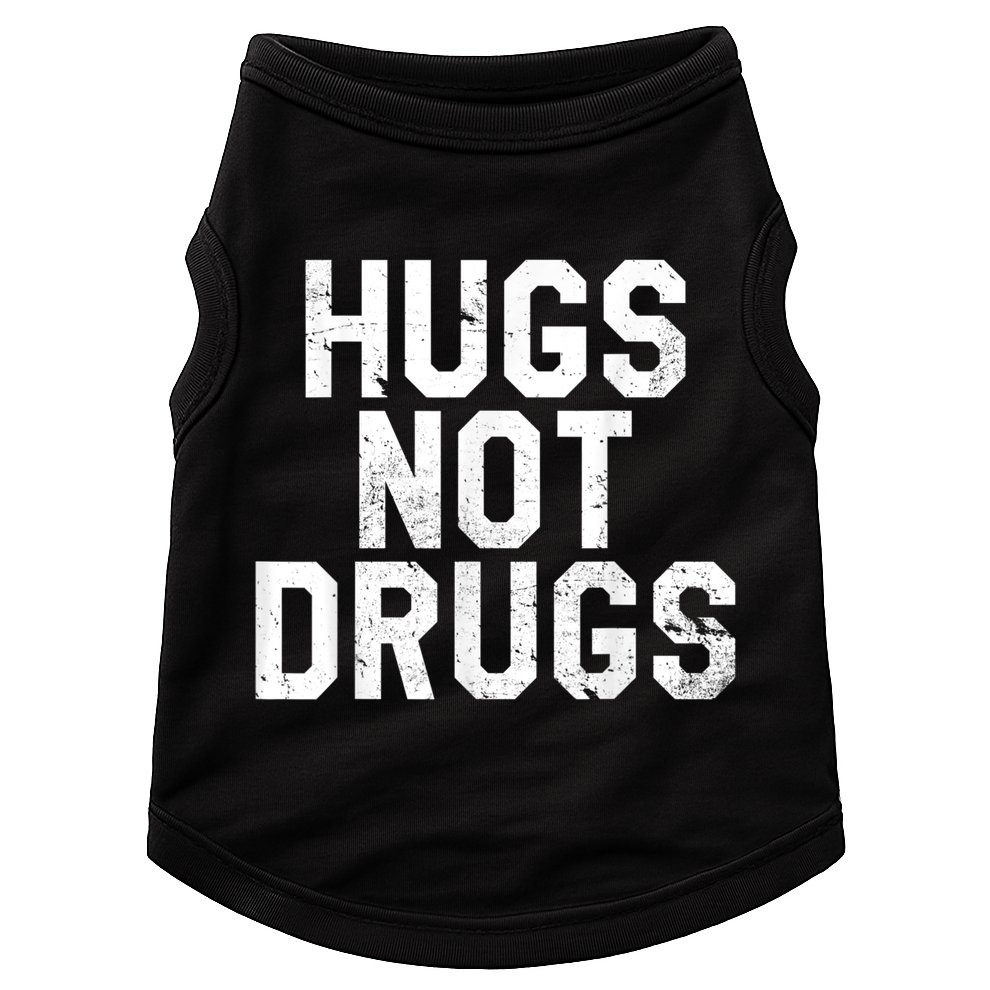 Hugs Not Drugs Distressed Jumbo Print Graphic Doggie Tank