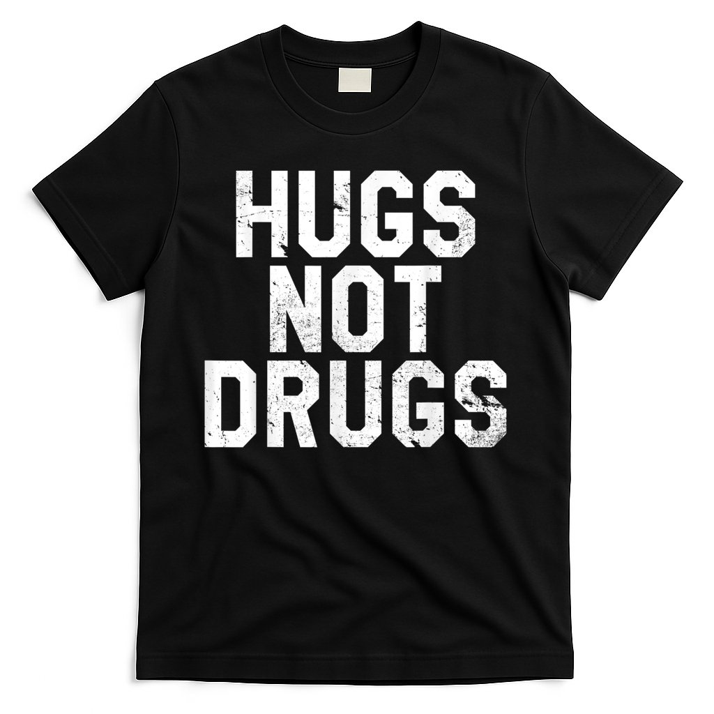 Hugs Not Drugs Distressed Jumbo Print Graphic T-Shirt