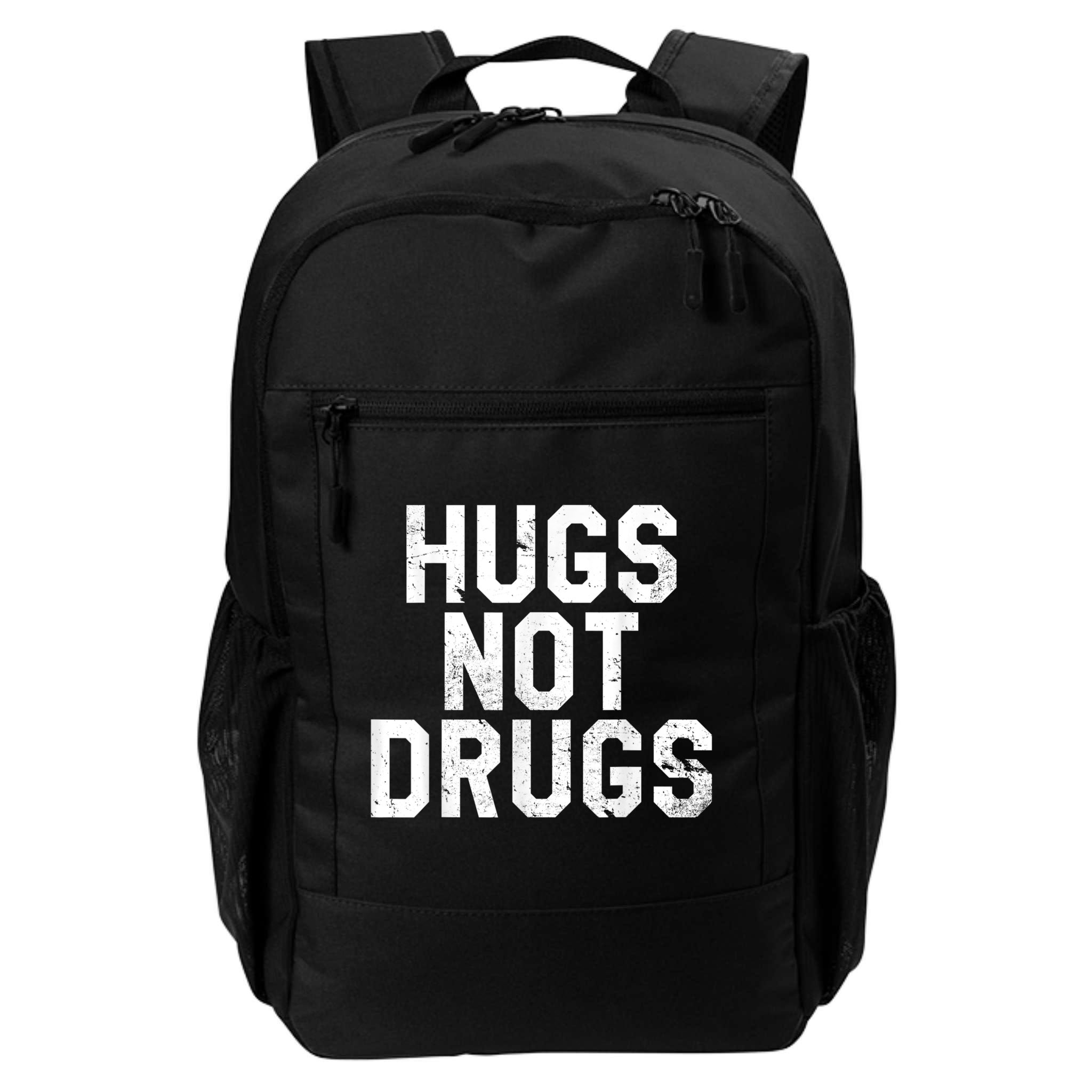 Hugs Not Drugs Distressed Jumbo Print Graphic Backpack