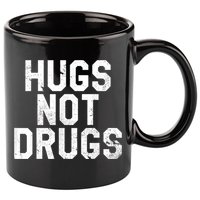 Hugs Not Drugs Distressed Jumbo Print Graphic 11oz C Handle Ceramic Mug