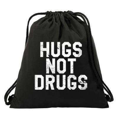 Hugs Not Drugs Distressed Jumbo Print Graphic Drawstring Bag