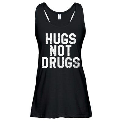 Hugs Not Drugs Distressed Jumbo Print Graphic Ladies Essential Flowy Tank
