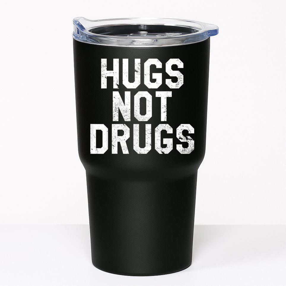Hugs Not Drugs Distressed Jumbo Print Graphic Tumbler