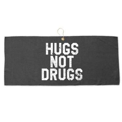 Hugs Not Drugs Distressed Jumbo Print Graphic Large Microfiber Waffle Golf Towel