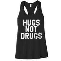 Hugs Not Drugs Distressed Jumbo Print Graphic Women's Racerback Tank