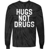 Hugs Not Drugs Distressed Jumbo Print Graphic Tie-Dye Long Sleeve Shirt