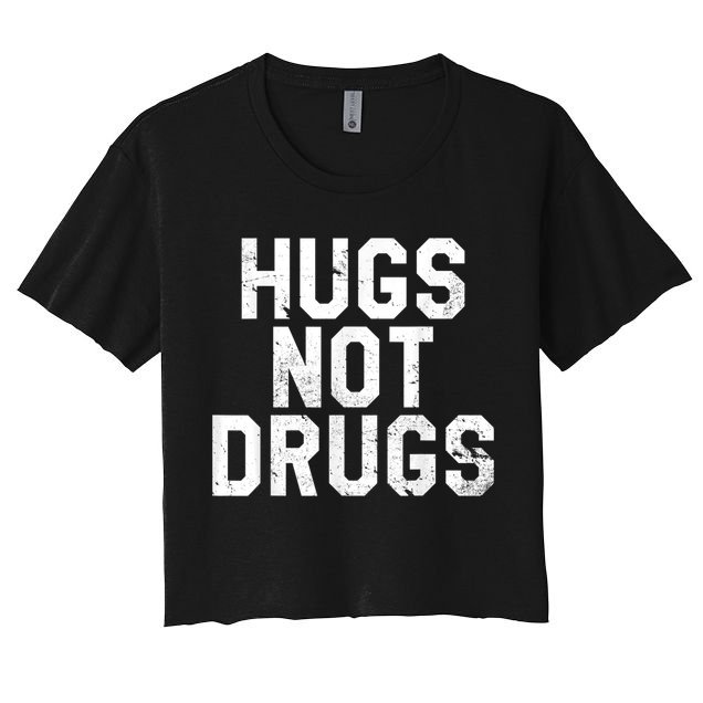 Hugs Not Drugs Distressed Jumbo Print Graphic Crop Top