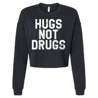Hugs Not Drugs Distressed Jumbo Print Graphic Cropped Pullover Crew