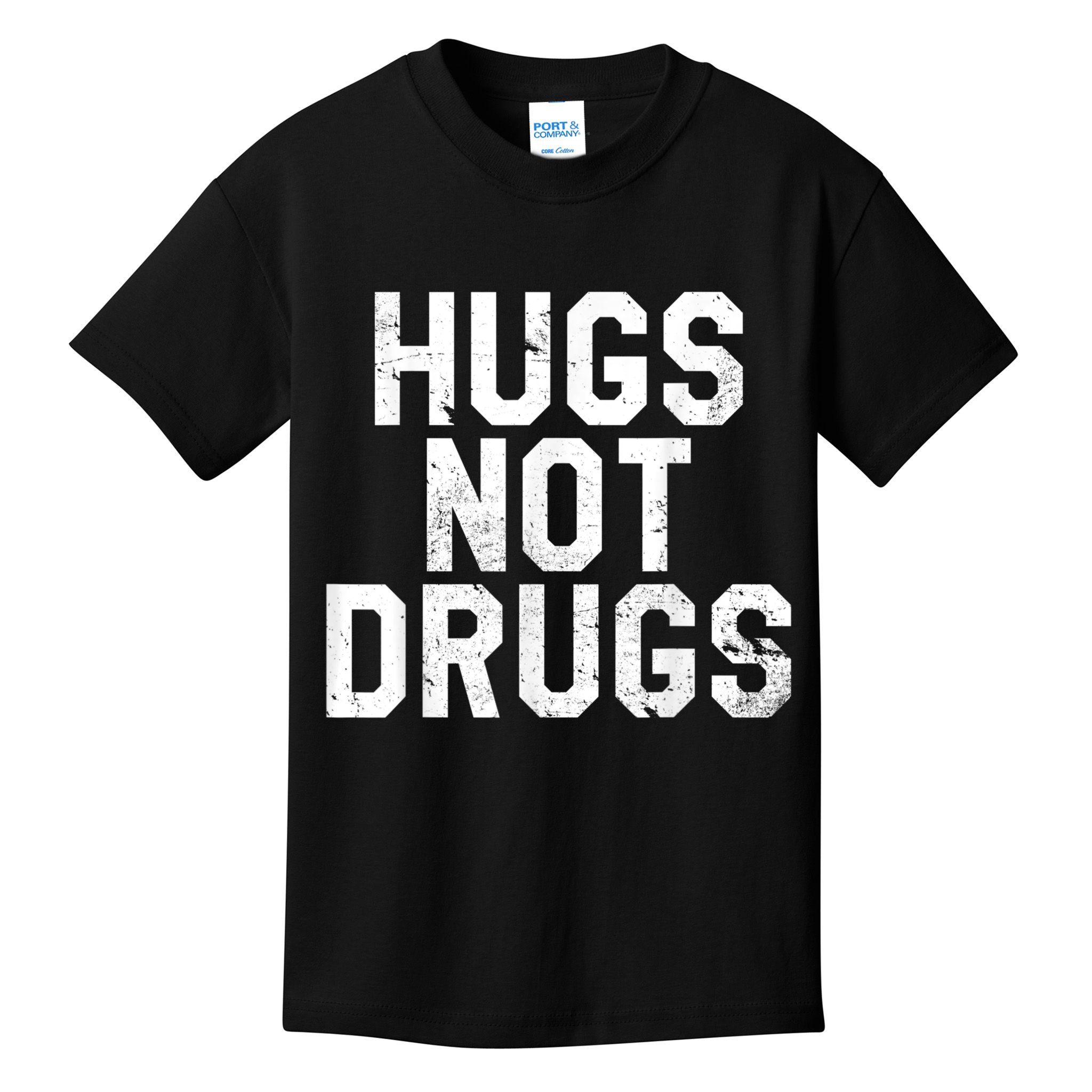 Hugs Not Drugs Distressed Jumbo Print Graphic Kids T-Shirt