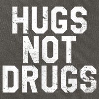 Hugs Not Drugs Distressed Jumbo Print Graphic Cotton Canvas Backpack