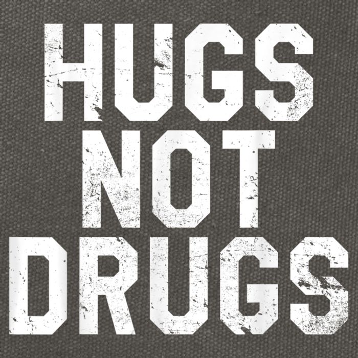 Hugs Not Drugs Distressed Jumbo Print Graphic Cotton Canvas Backpack